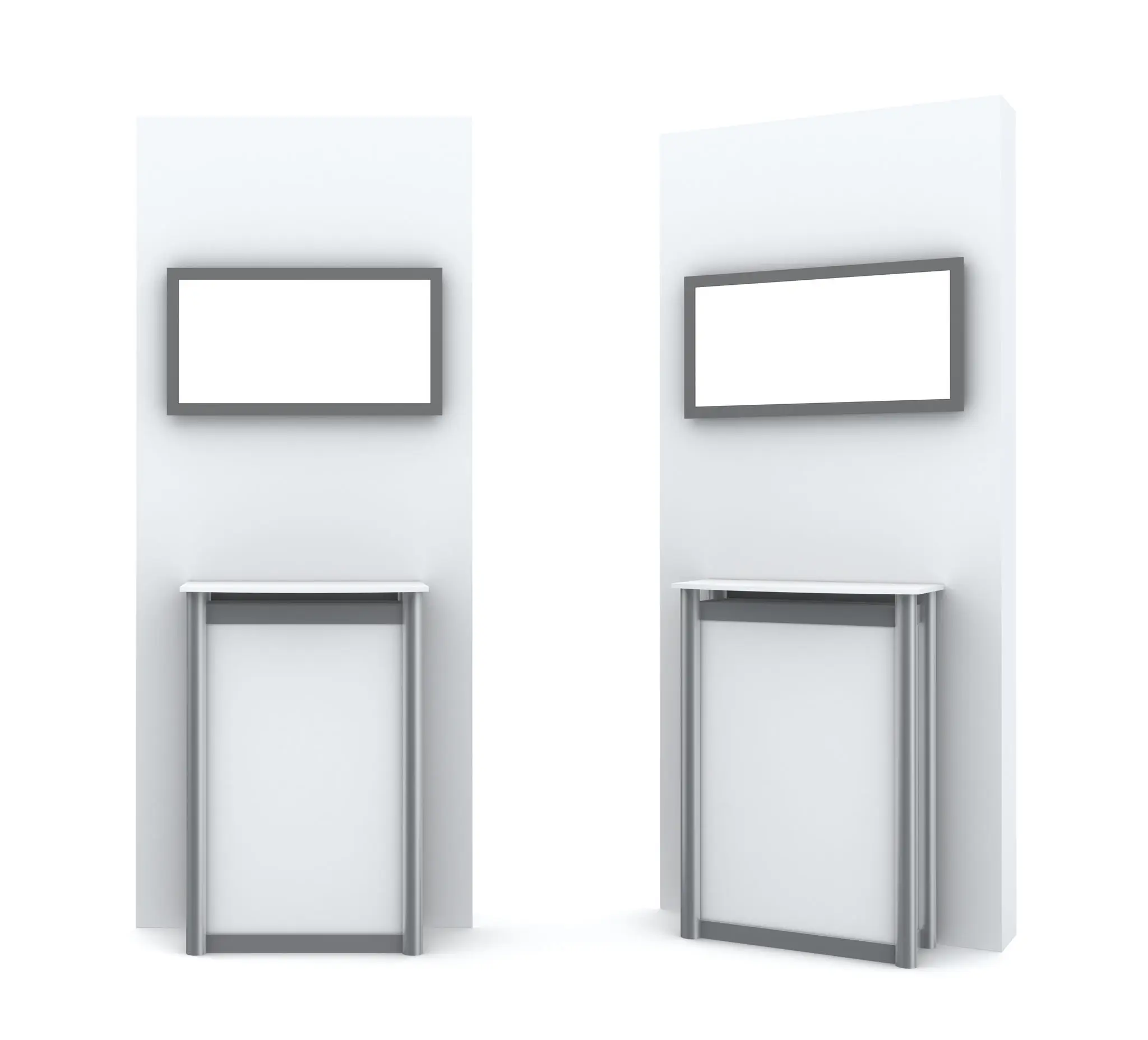 Display stands with blank screens