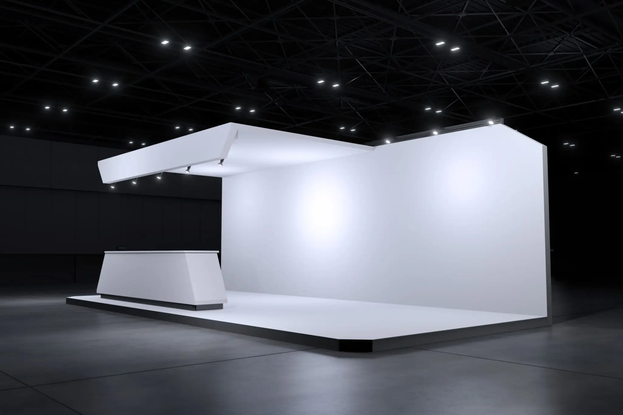 Empty modern trade show stand