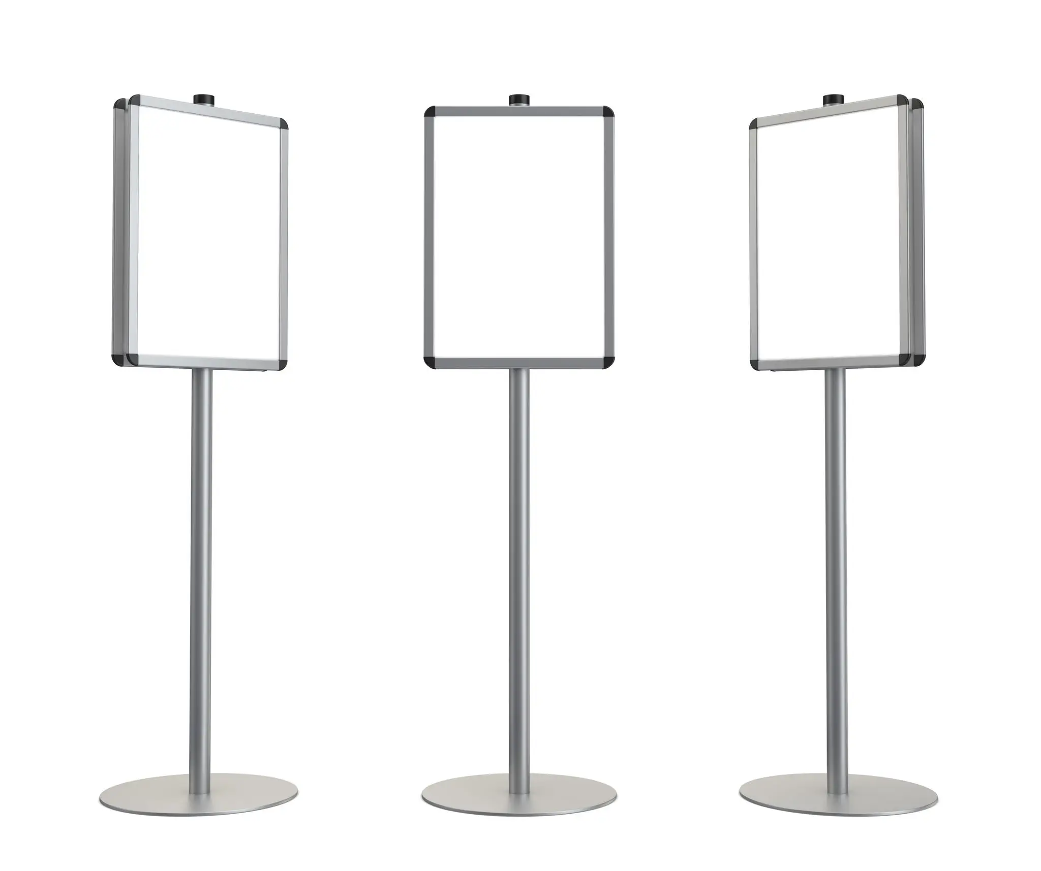 Trio of metal sign holders