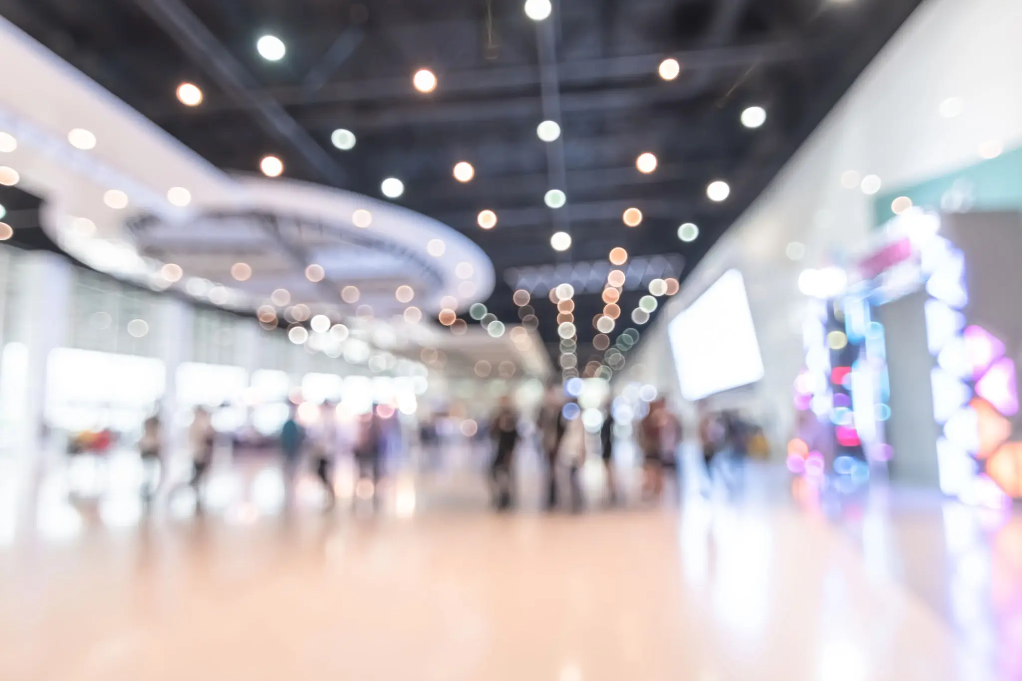 Out-of-focus view of busy hallway